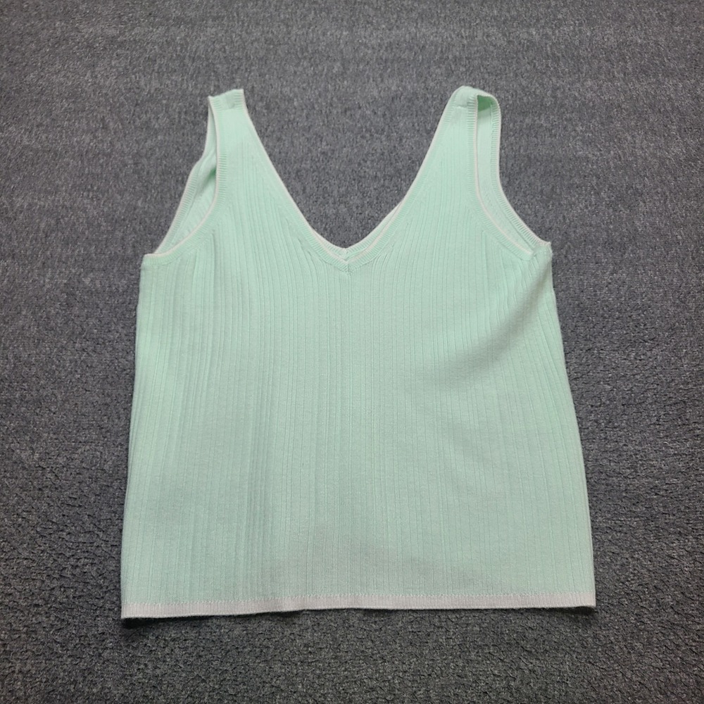 State of Day Intimates Ribbed Knit Tank Womens Small Mint Green Excellent V-Neck